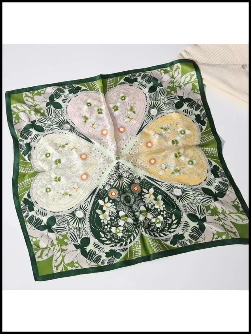 100% Mulberry Silk Neck Scarf 21x21 Lightweight Square Digital Print